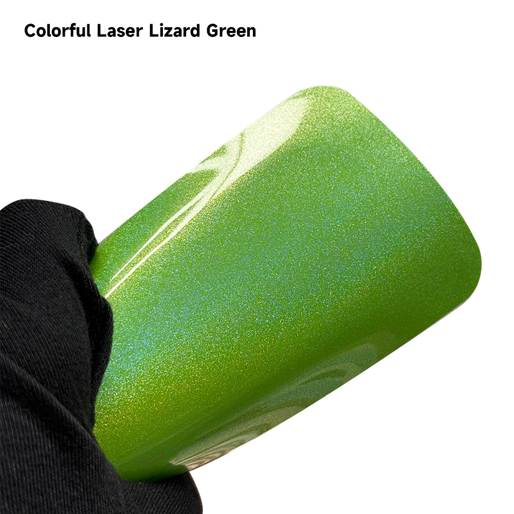 021 Car Vinyl Wrap Colorful Laser Lizard Green - Image 1
