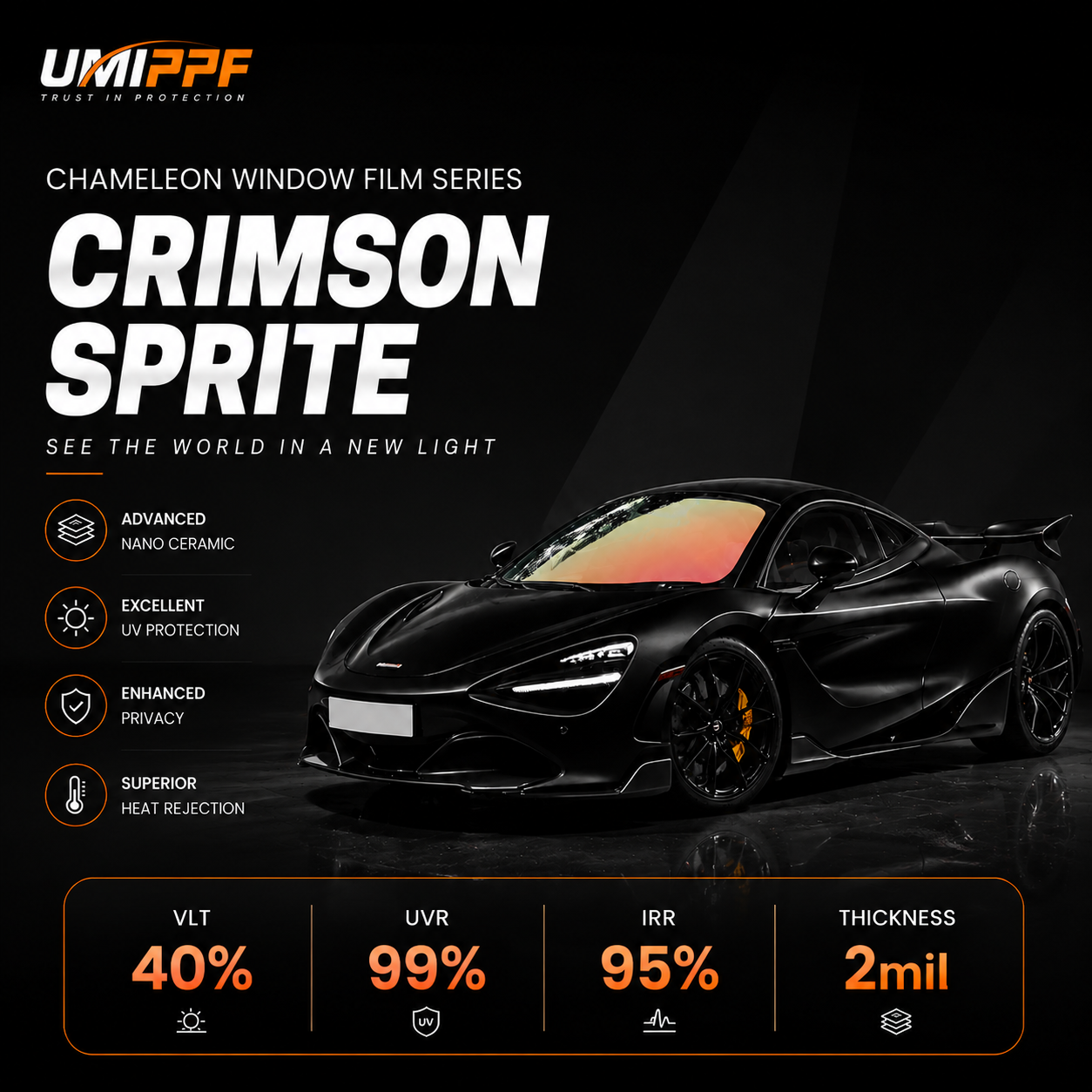 1 Chameleon Window Film-40% VLT Crimson Sprite - Image 1