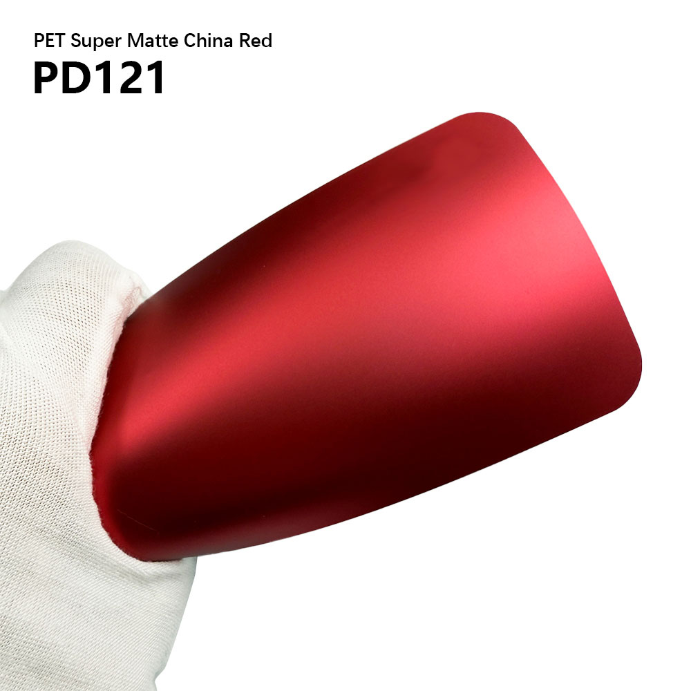 PD121-未 Car Vinyl Wrap PET Super Matte China Red - Image 1